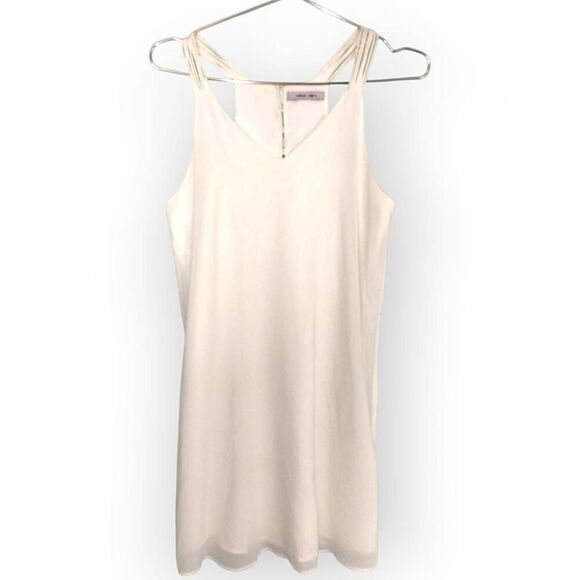 Naked Zebra Womens Dress Sz M Mini White‎ Racer Back Buttons Beachy Coastal - Picture 1 of 8